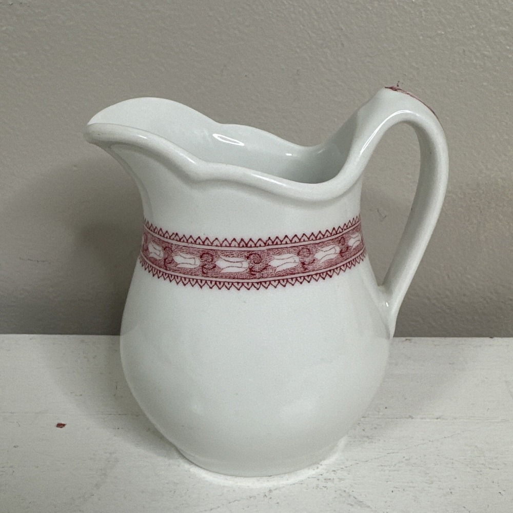 Mayer China Creamer Pitcher Red Transferware Vintage Restaurant Ware